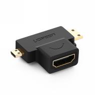 Micro + Mini HDMI Male To HDMI Female Adapter