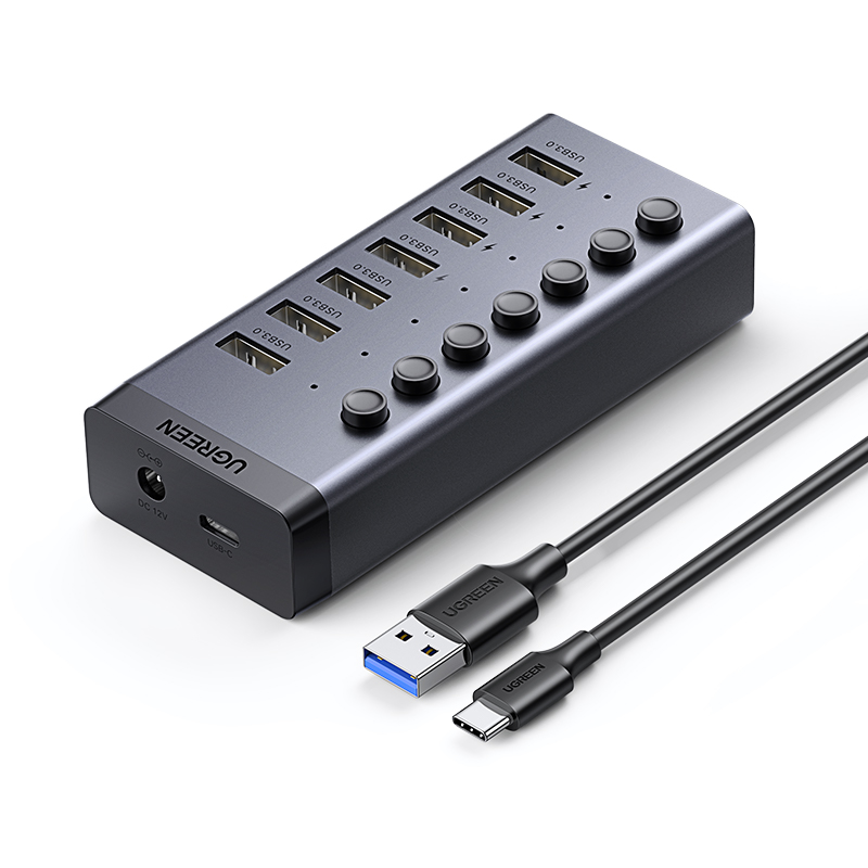 7 منافذ USB 3.0 HUB (مصدر طاقة 12 فولت 2 أمبير)  With 12V 2A DC（5.5*2.1*11mm）power adapter*1